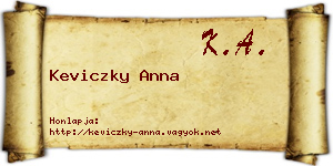 Keviczky Anna névjegykártya